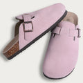 Shevalues Winter Fur Suede Slippers Women Classic Fur Lined Clogs House Fuzzy Cork Slides Indoor Outdoor Cozy Fur Cork Mules Men