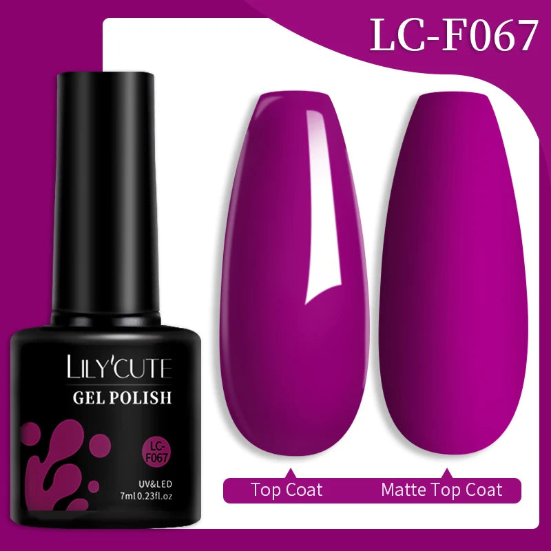 LILYCUTE 7ML 184 Colors Nail Gel Polish Shining Red Glitter Semi Permanent Nail Art Varnish Long Lasting UV LED Gel Manicure