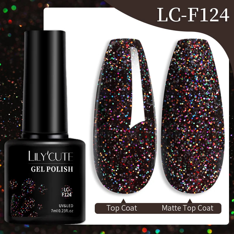 LILYCUTE 7ML 184 Colors Nail Gel Polish Shining Red Glitter Semi Permanent Nail Art Varnish Long Lasting UV LED Gel Manicure