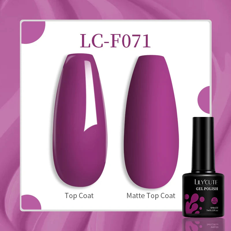 LILYCUTE 7ML Gel Nail Polish High Saturation Color For Manicure Vernis Semi Permanent Nail Art Base Top Coat UV Nail Polish