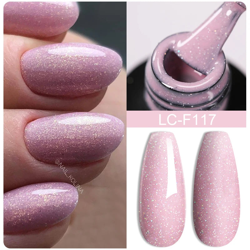 LILYCUTE Glitter Gel Nail Polish Sequins Semi Permanent UV Gel Colorful Gel Polish Soak Off UV LED Nail Gel Varnish For Manicure