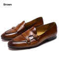 FELIX CHU Men's Genuine Leather Loafers Handmade Monk Strap Casual Dress Shoes for Wedding Party Summer Autumn Footwear