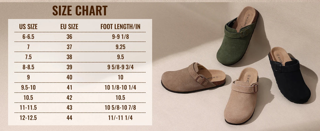 Crestar Women's Cow Suede Clogs Cork Footbed Leather Mules Slippers Unisex Comfortable Fashion Potato Shoes with Arch Support