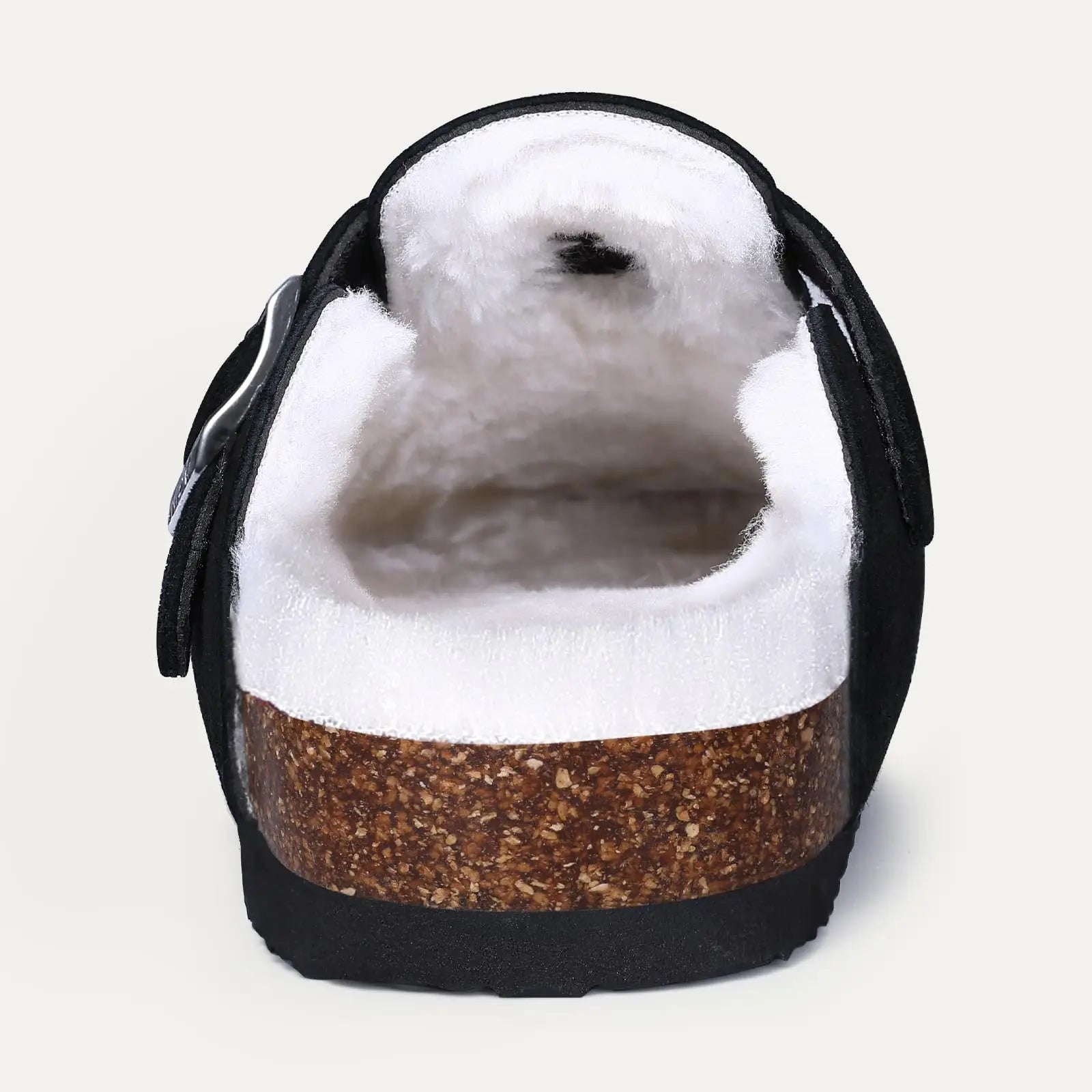 Comwarm Classic Winter Mules For Women Men New Winter Fur Suede Clogs Cork Footbed Cozy Fuzzy Slippers With Adjustable Buckle