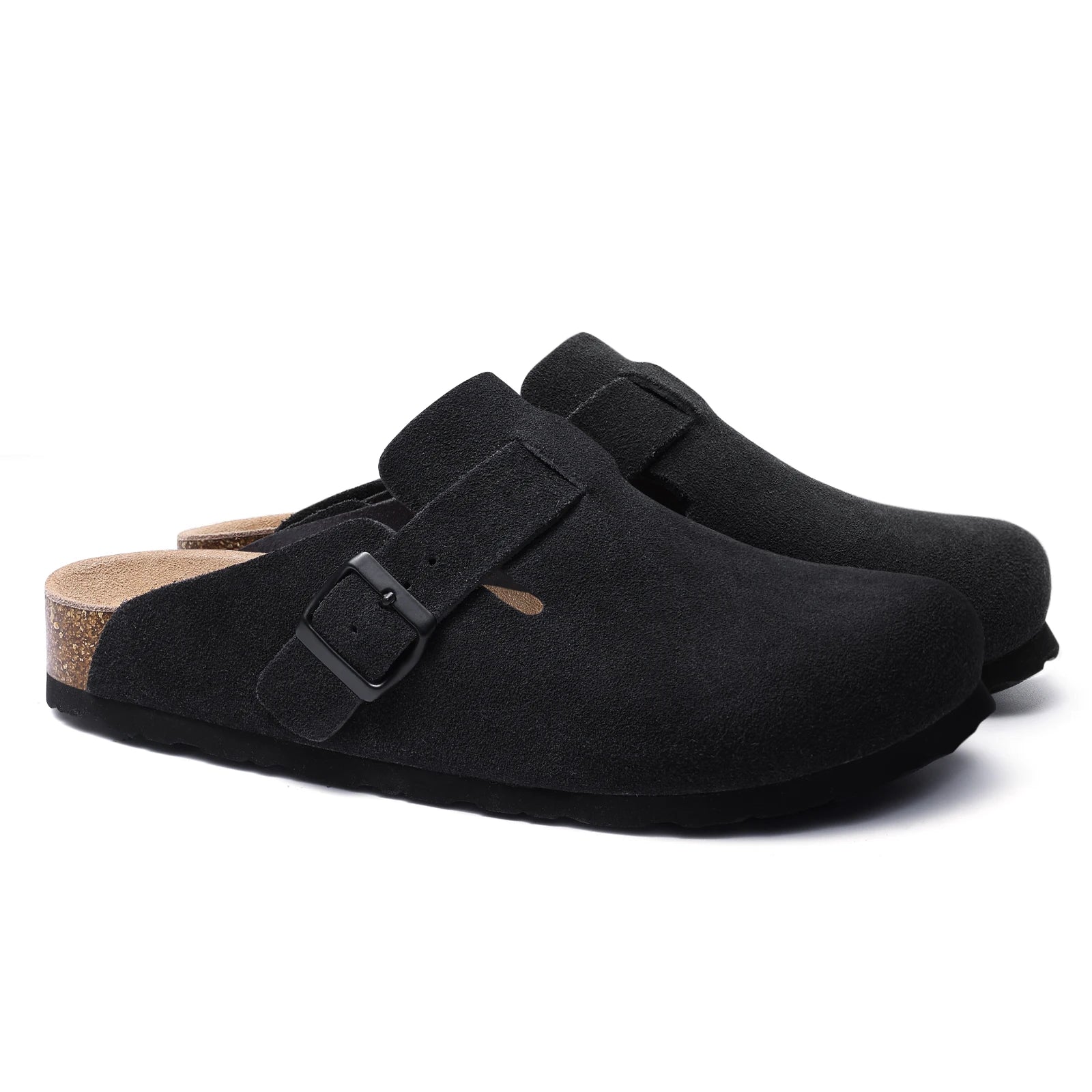 Kidmi Cork Suede Mules Slippers For Women Fashion Men Clogs Shoes Classic Cork Antislip Outdoor Slippers With Arch Support