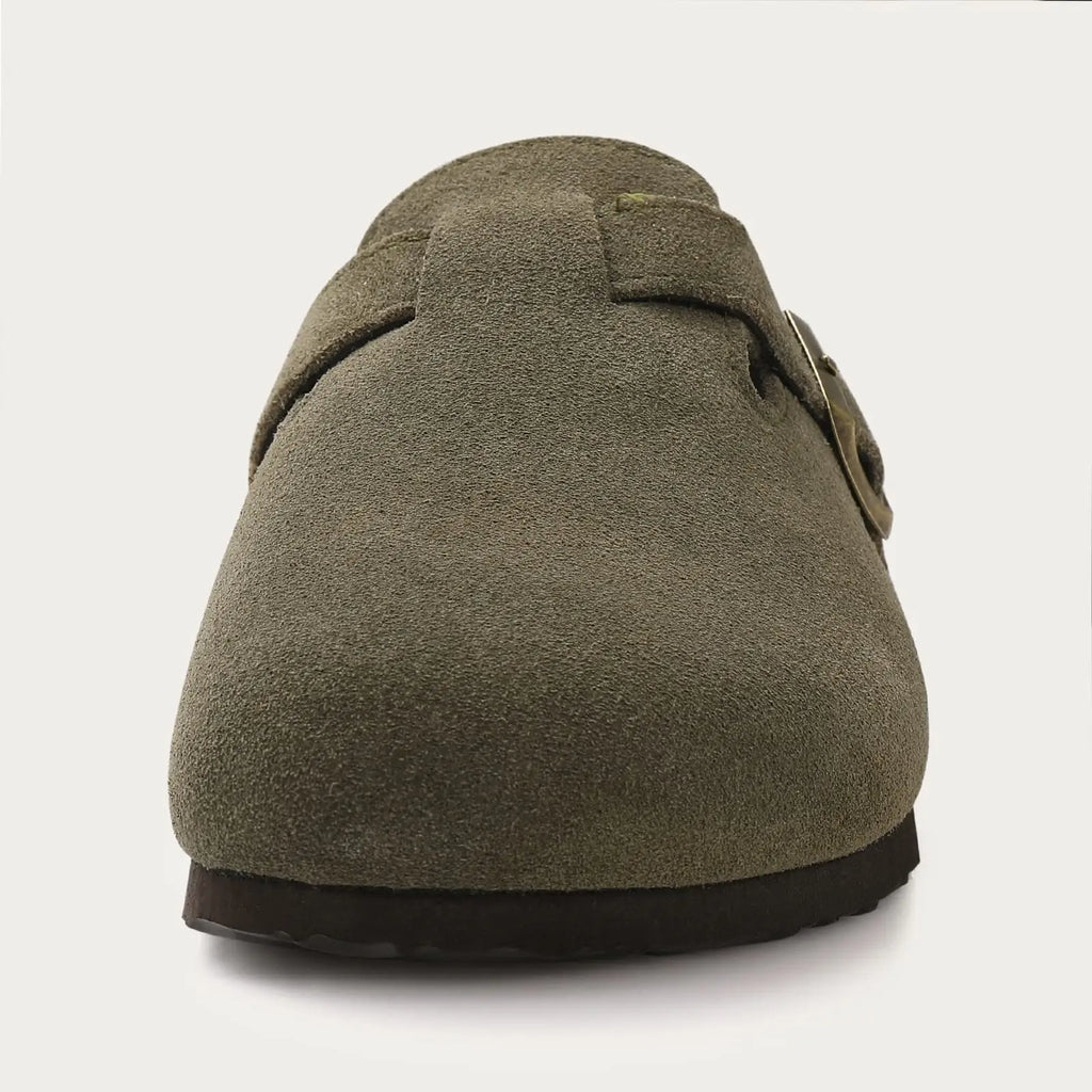 Shevalues Winter Fur Suede Slippers Women Classic Fur Lined Clogs House Fuzzy Cork Slides Indoor Outdoor Cozy Fur Cork Mules Men