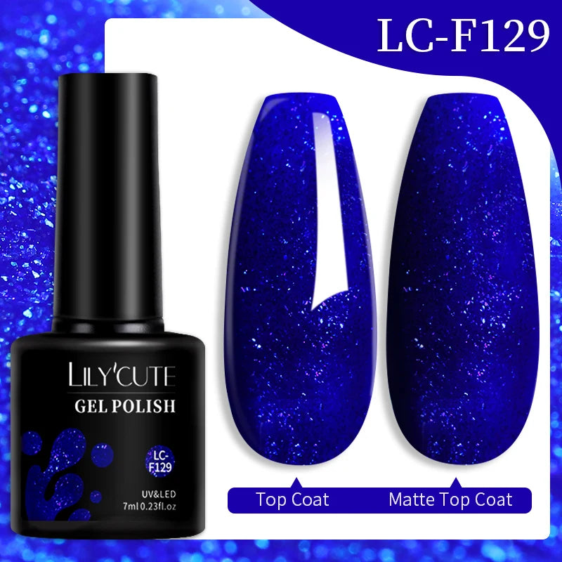 LILYCUTE 7ML 184 Colors Nail Gel Polish Shining Red Glitter Semi Permanent Nail Art Varnish Long Lasting UV LED Gel Manicure