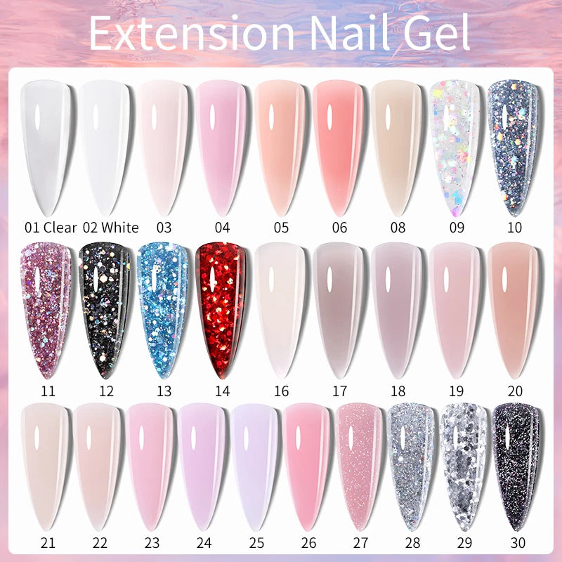 LILYCUTE Extension Nail Gel Polish Glitter Vernis Semis Permanent UV Gel For Manicure Nail Art Prolong Construction Gel