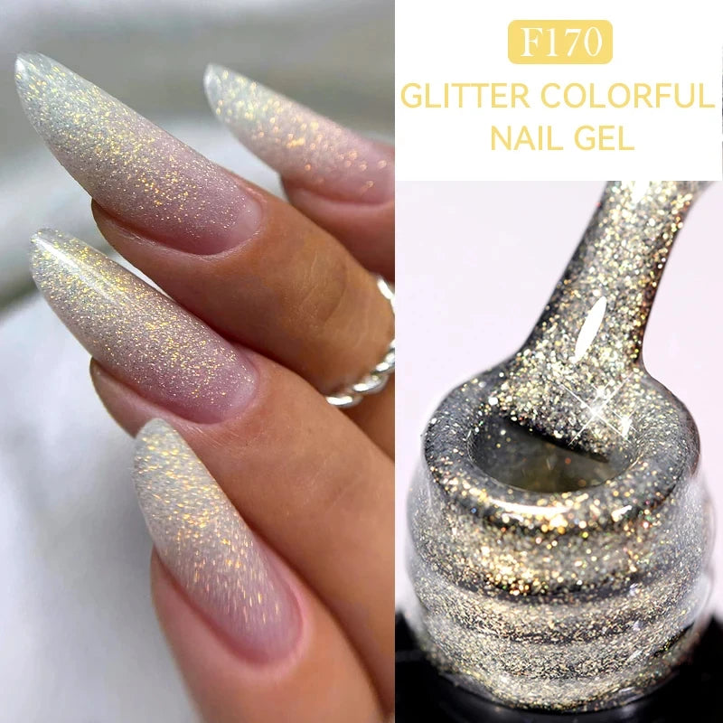 LILYCUTE Glitter Gel Nail Polish Sequins Semi Permanent UV Gel Colorful Gel Polish Soak Off UV LED Nail Gel Varnish For Manicure
