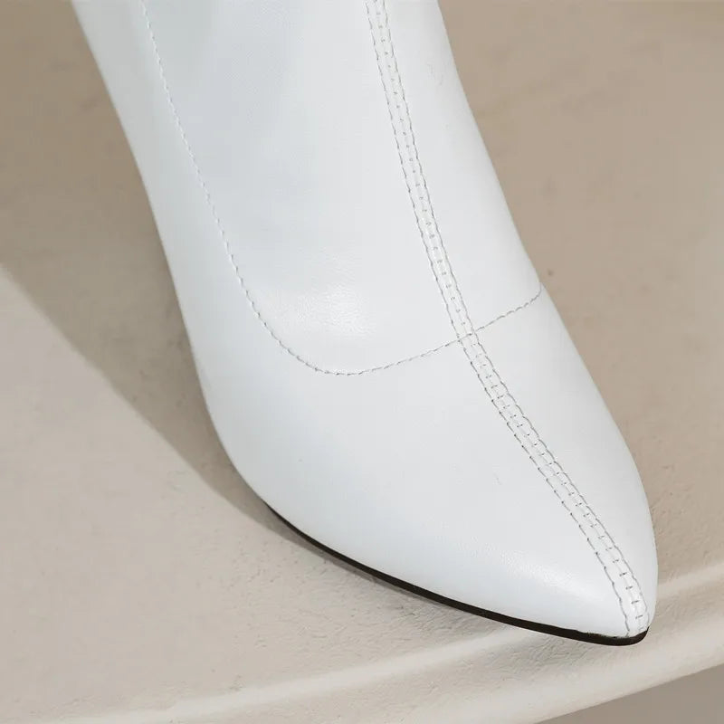 Sexy White Red Thigh High Boots Women Elastic Leather Black Wedges Over the Knee Boots For Women Fetish Party Long Slim Shoes