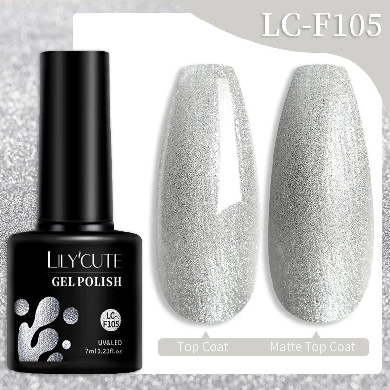 LILYCUTE 7ML 184 Colors Nail Gel Polish Shining Red Glitter Semi Permanent Nail Art Varnish Long Lasting UV LED Gel Manicure