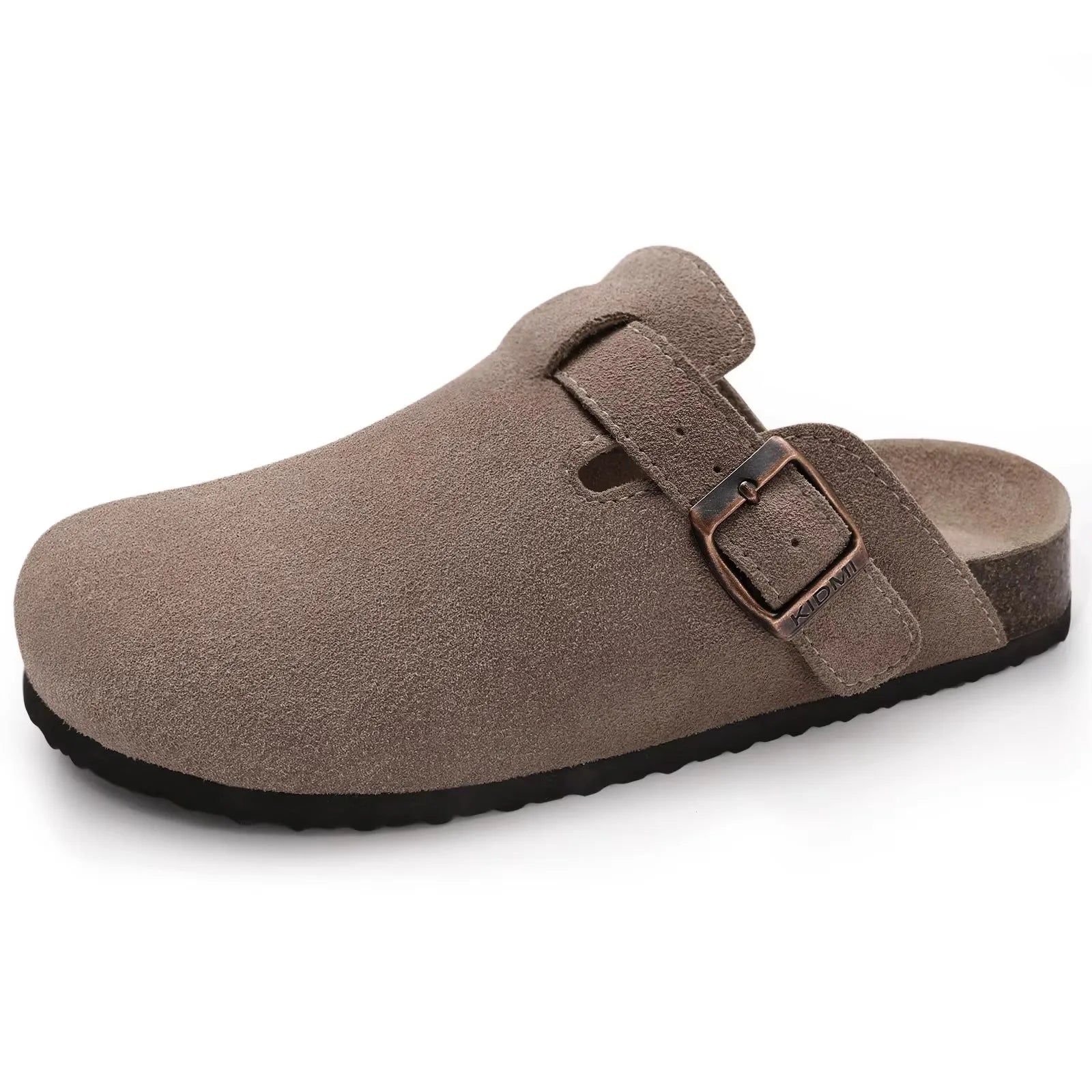 Crestar Women's Cow Suede Clogs Cork Footbed Leather Mules Slippers Unisex Comfortable Fashion Potato Shoes with Arch Support