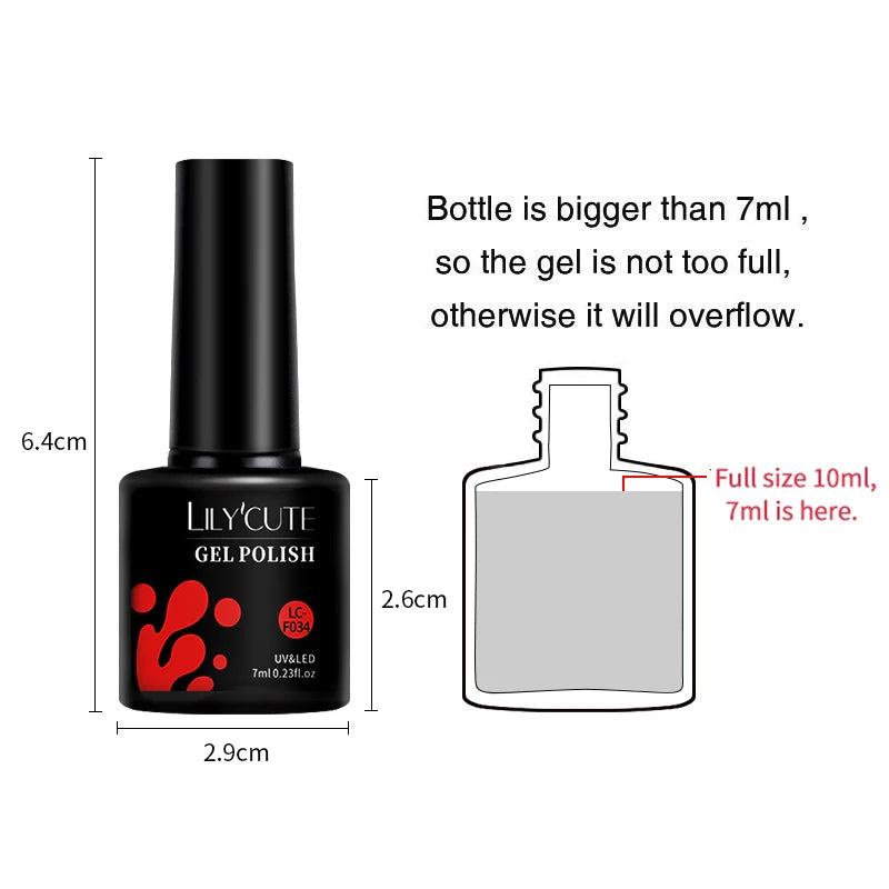 LILYCUTE 7ML Gel Nail Polish High Saturation Color For Manicure Vernis Semi Permanent Nail Art Base Top Coat UV Nail Polish