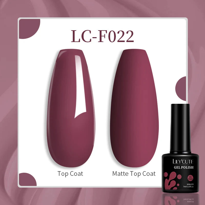 LILYCUTE 7ML Gel Nail Polish High Saturation Color For Manicure Vernis Semi Permanent Nail Art Base Top Coat UV Nail Polish