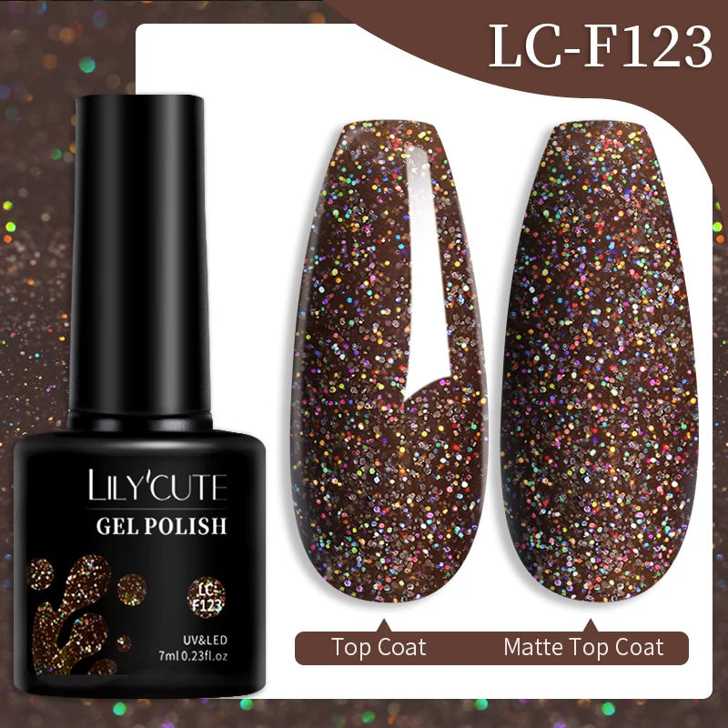 LILYCUTE 7ML 184 Colors Nail Gel Polish Shining Red Glitter Semi Permanent Nail Art Varnish Long Lasting UV LED Gel Manicure