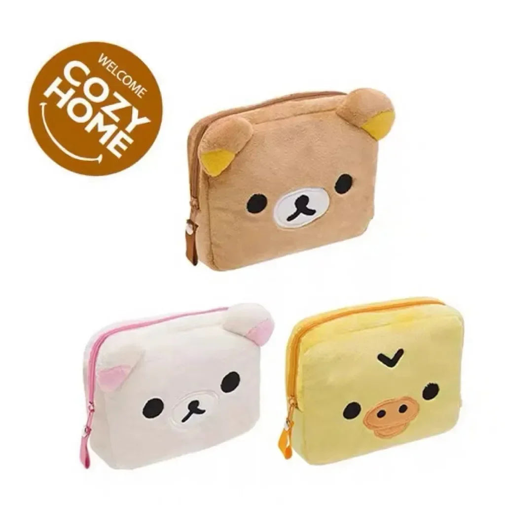 San-X Rilakkuma Plush Pouch: Soft Bear Makeup Bag & Pen Case – Cute Vanity Organizer & Kawaii Accessory