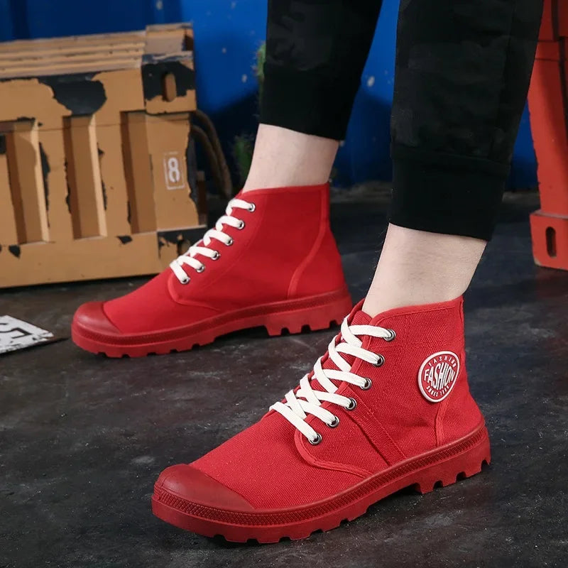 Spring Autumn Shoes Men Casual Sneakers Men Canvas Shoes Fashion Brand Mens Sneakers Hard Thick Sole Black KA1009