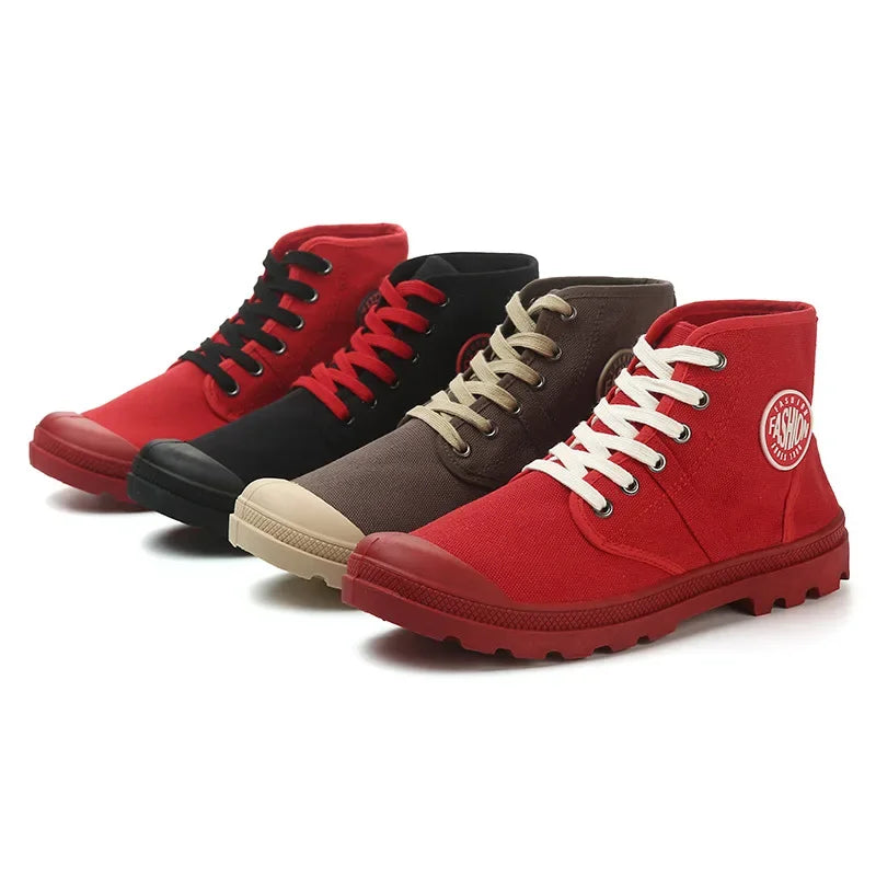 Spring Autumn Shoes Men Casual Sneakers Men Canvas Shoes Fashion Brand Mens Sneakers Hard Thick Sole Black KA1009