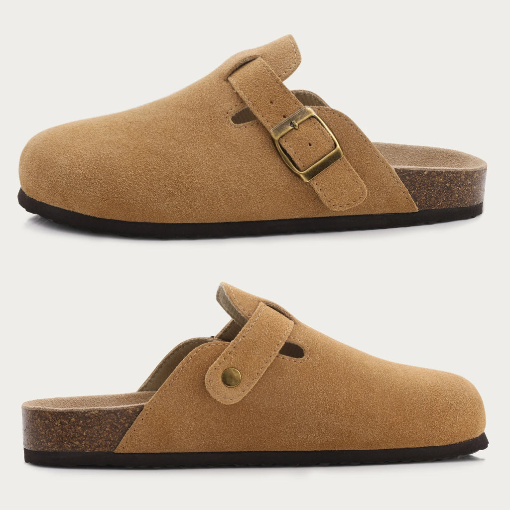 Fashion Women's Suede Mules Slippers 2025 Men Clogs Cork Insole Sandals Arch Support Outdoor Beach Slides Home Shoes Woman