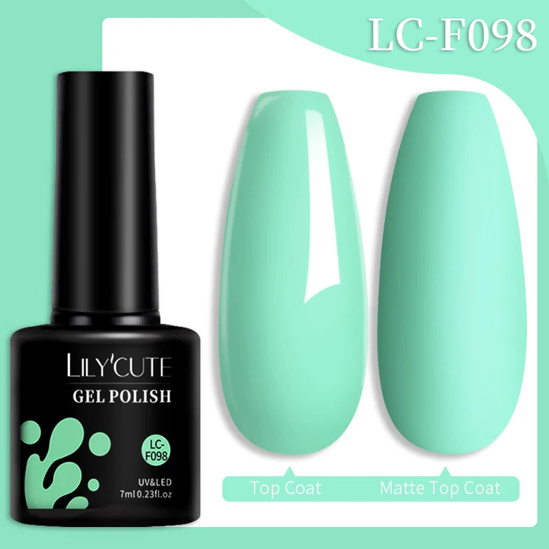 LILYCUTE 7ml Colorful Gel Nail Polish Long Lasting For Manicure Semi Permanent Base Top Coat Nail Art UV Gel Varnish