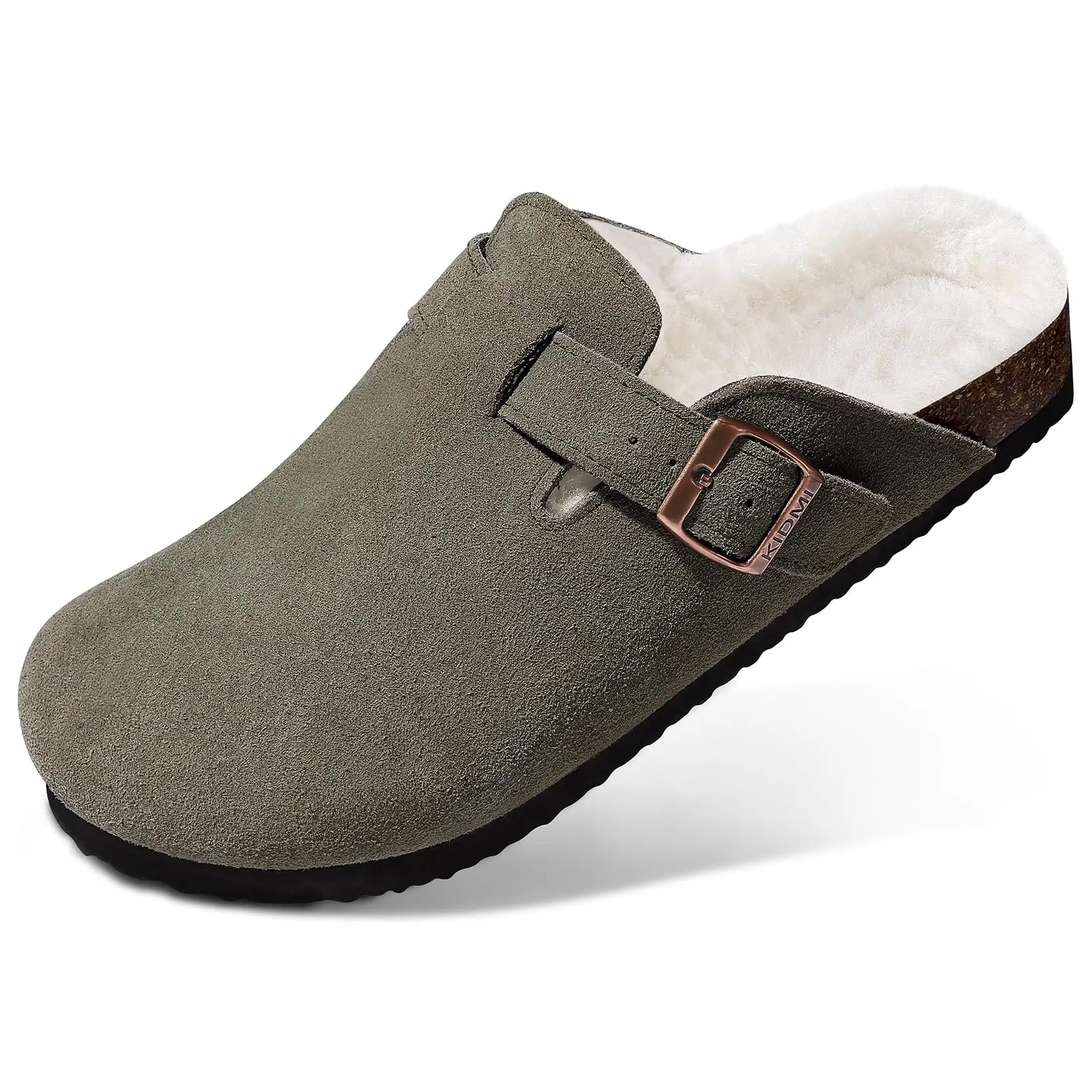 Asgard Women's Suede Clogs Leather Mules Cork Footbed Sandals Arch Support Aldult Four Seasons Adjustable Buckle Potato Shoes