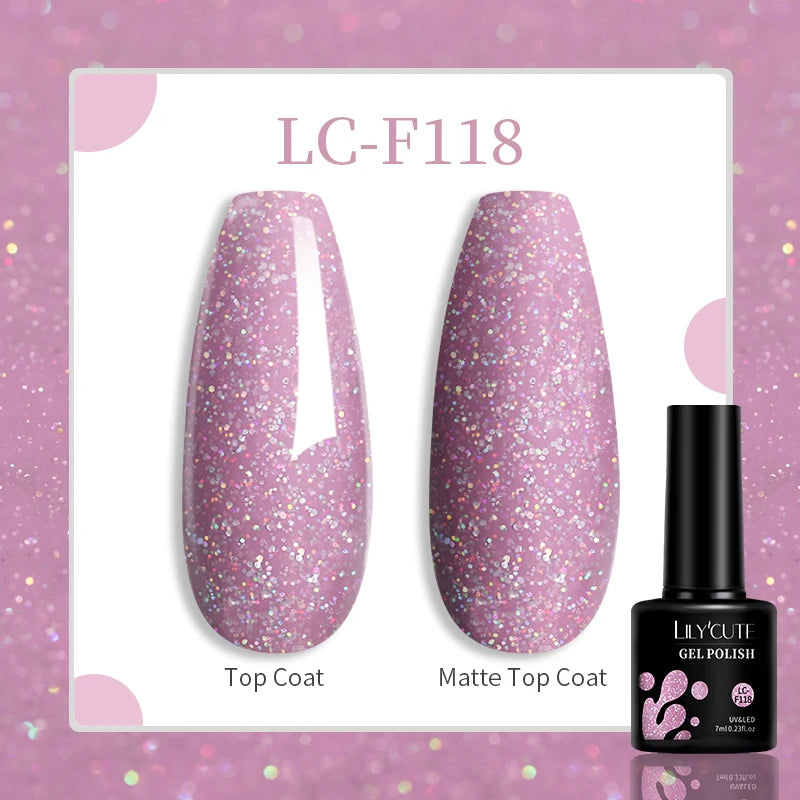 LILYCUTE Glitter Gel Nail Polish Sequins Semi Permanent UV Gel Colorful Gel Polish Soak Off UV LED Nail Gel Varnish For Manicure