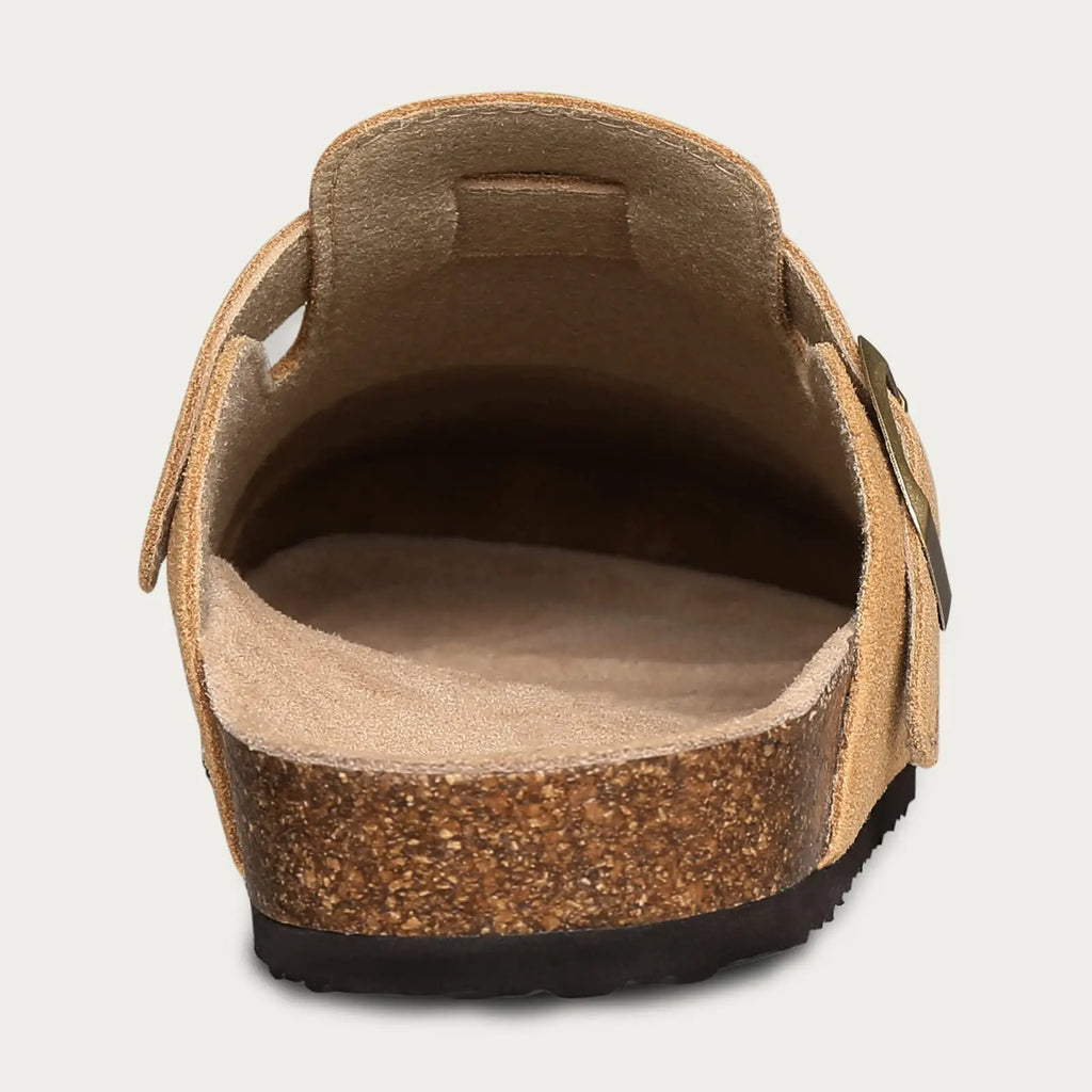 Asgard Women Cork Sole Clogs Slippers Fashion Cow Suede Flat Mules With Adjustable Buckle Men Leather Potato Shoes Beach Sandals
