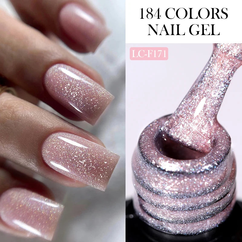 LILYCUTE Glitter Gel Nail Polish Sequins Semi Permanent UV Gel Colorful Gel Polish Soak Off UV LED Nail Gel Varnish For Manicure