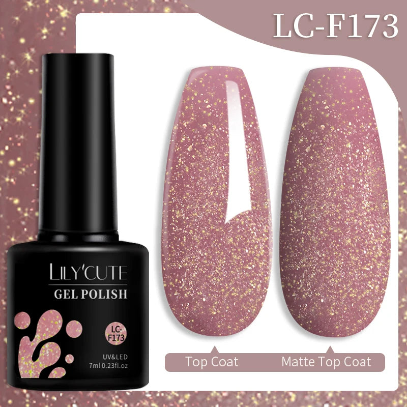 LILYCUTE 7ML 184 Colors Nail Gel Polish Shining Red Glitter Semi Permanent Nail Art Varnish Long Lasting UV LED Gel Manicure