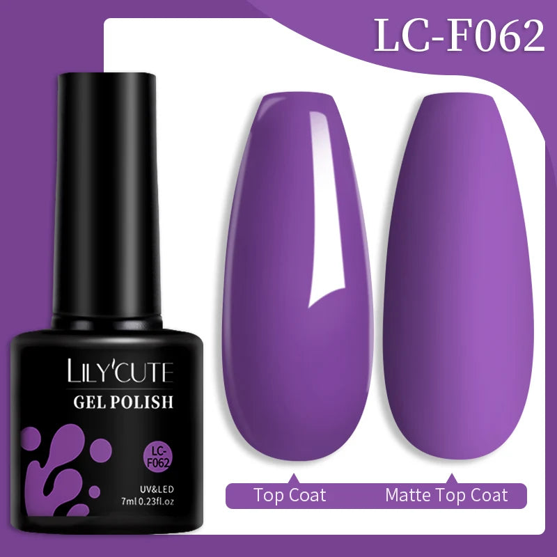 LILYCUTE 7ML 184 Colors Nail Gel Polish Shining Red Glitter Semi Permanent Nail Art Varnish Long Lasting UV LED Gel Manicure