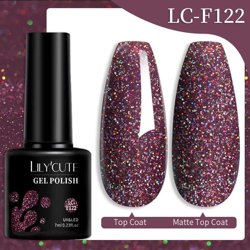 LILYCUTE 7ML 184 Colors Nail Gel Polish Shining Red Glitter Semi Permanent Nail Art Varnish Long Lasting UV LED Gel Manicure