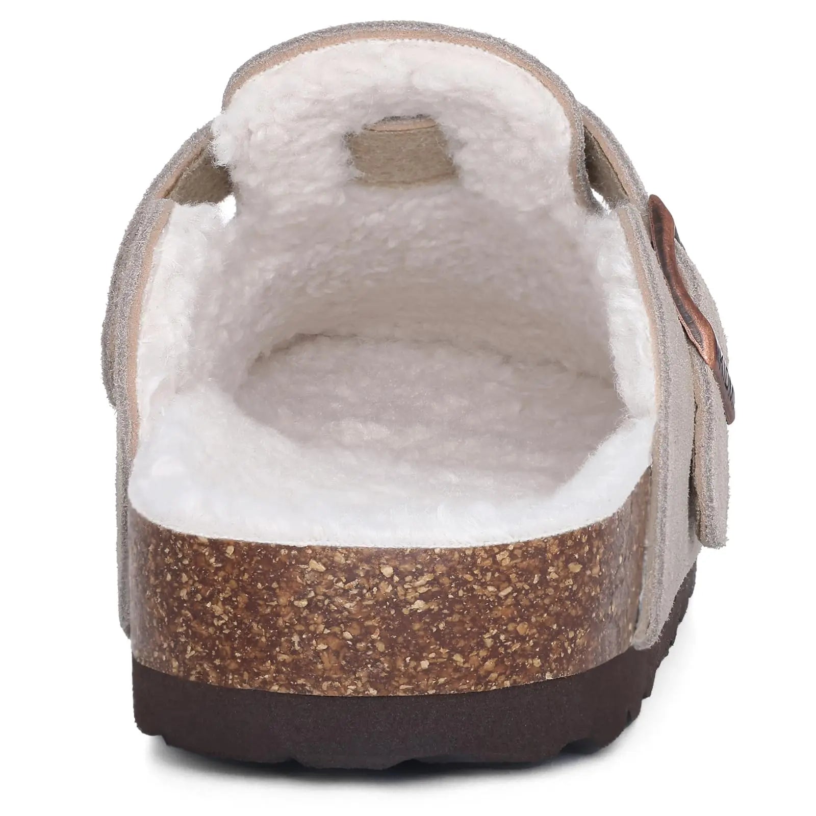 Crestar Women's Fur Lined Suede Clogs Lady Girls Fuzzy Cork Footbed Mules Genuine Leather Cow Suede Slip On Winter Potato Shoes
