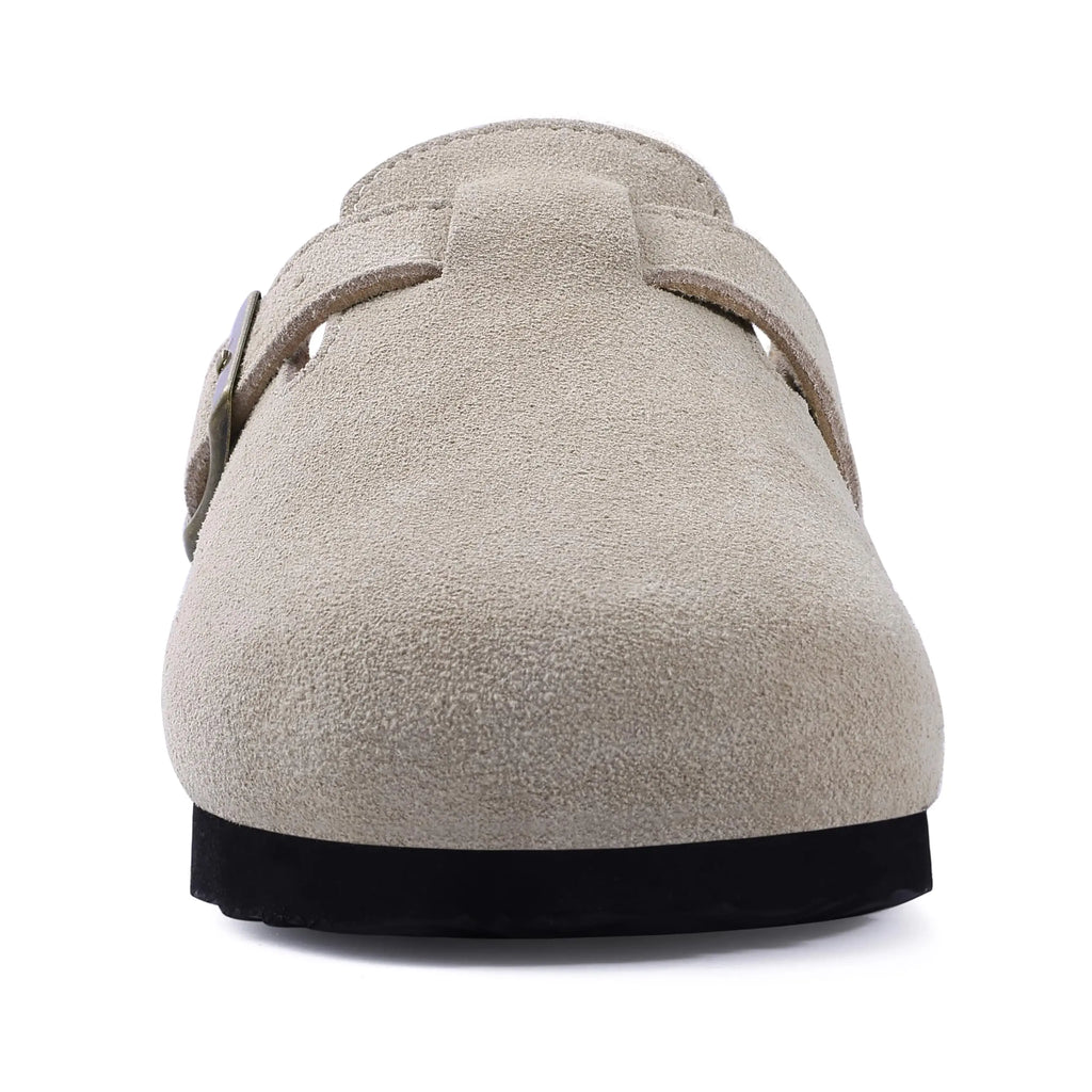 Asgard Women Cork Sole Clogs Slippers Fashion Cow Suede Flat Mules With Adjustable Buckle Men Leather Potato Shoes Beach Sandals