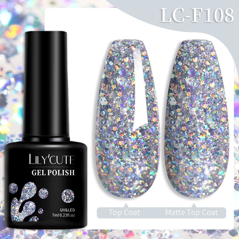 LILYCUTE 7ML 184 Colors Nail Gel Polish Shining Red Glitter Semi Permanent Nail Art Varnish Long Lasting UV LED Gel Manicure