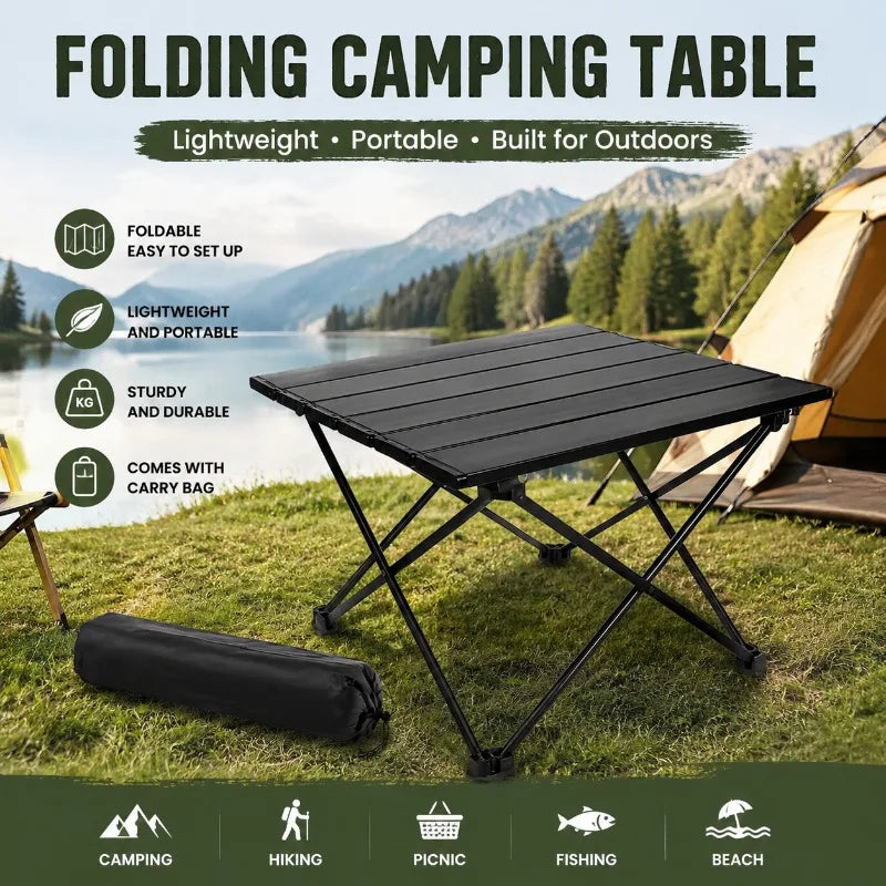 1 Pcs Thickened Folding Camping Table Portable Roll Up Picnic Table Sturdy Heavy Duty Outdoor Desk for Beach BBQ Fishing Hiking