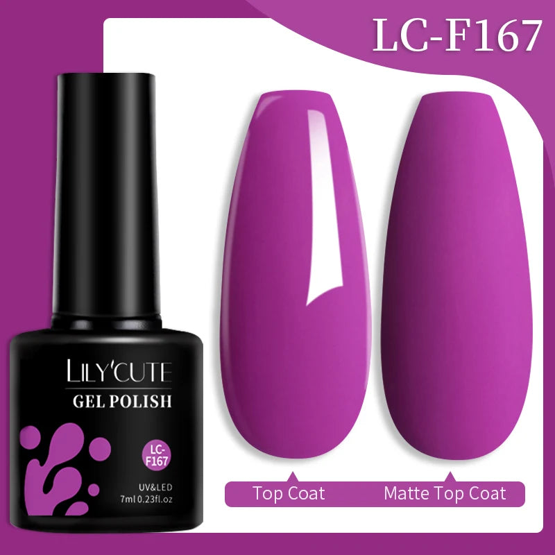 LILYCUTE 7ML 184 Colors Nail Gel Polish Shining Red Glitter Semi Permanent Nail Art Varnish Long Lasting UV LED Gel Manicure