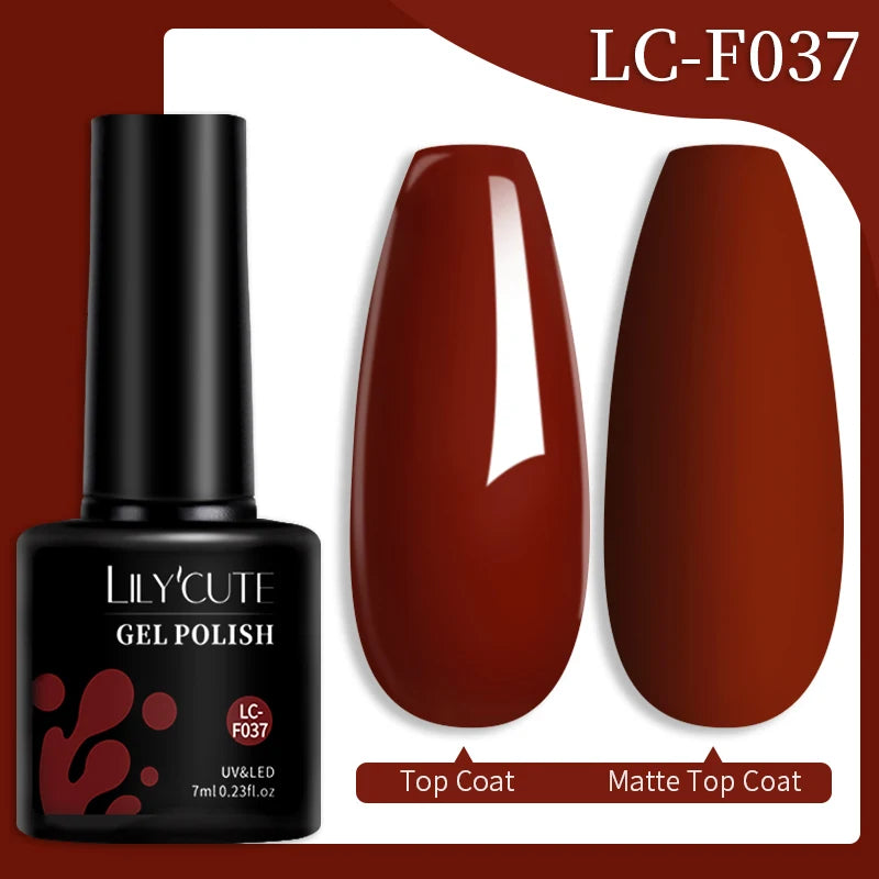 LILYCUTE 7ML 184 Colors Nail Gel Polish Shining Red Glitter Semi Permanent Nail Art Varnish Long Lasting UV LED Gel Manicure