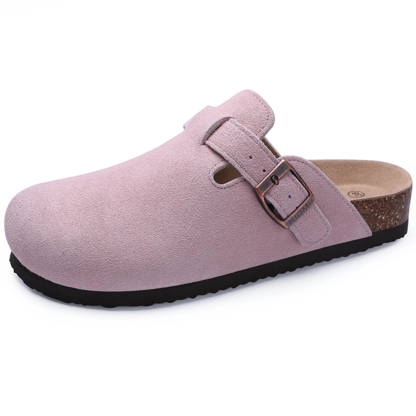 Crestar Women's Cow Suede Clogs Cork Footbed Leather Mules Slippers Unisex Comfortable Fashion Potato Shoes with Arch Support