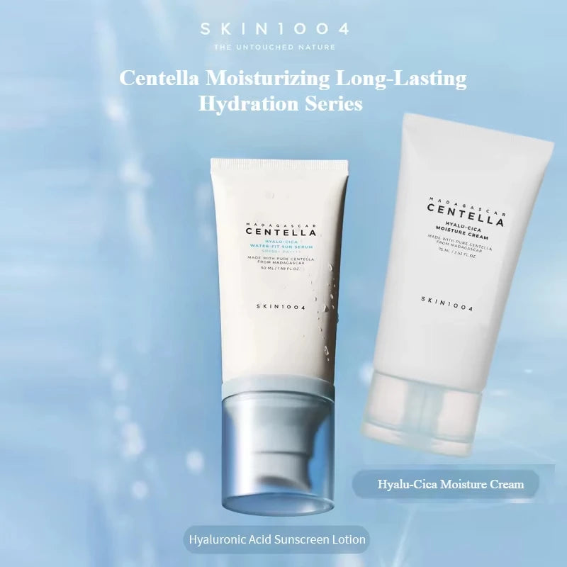 SKIN1004 Centella Hyalu-Cica Skincare Set – Face Moisture Cream 75ml + Sunscreen SPF50+ PA++++ 50ml, Deep Hydration & Sun Care