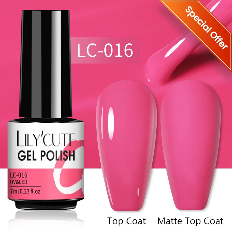 LILYCUTE 7ML Gel Nail Polish High Saturation Color For Manicure Vernis Semi Permanent Nail Art Base Top Coat UV Nail Polish
