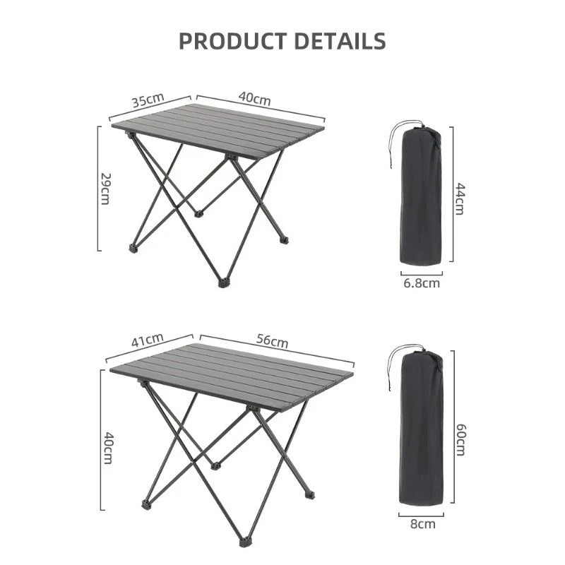 Ultra-Lightweight Aluminum Folding Camping Table - Heavy Duty Portable Outdoor Picnic & BBQ Table, Compact for Travel