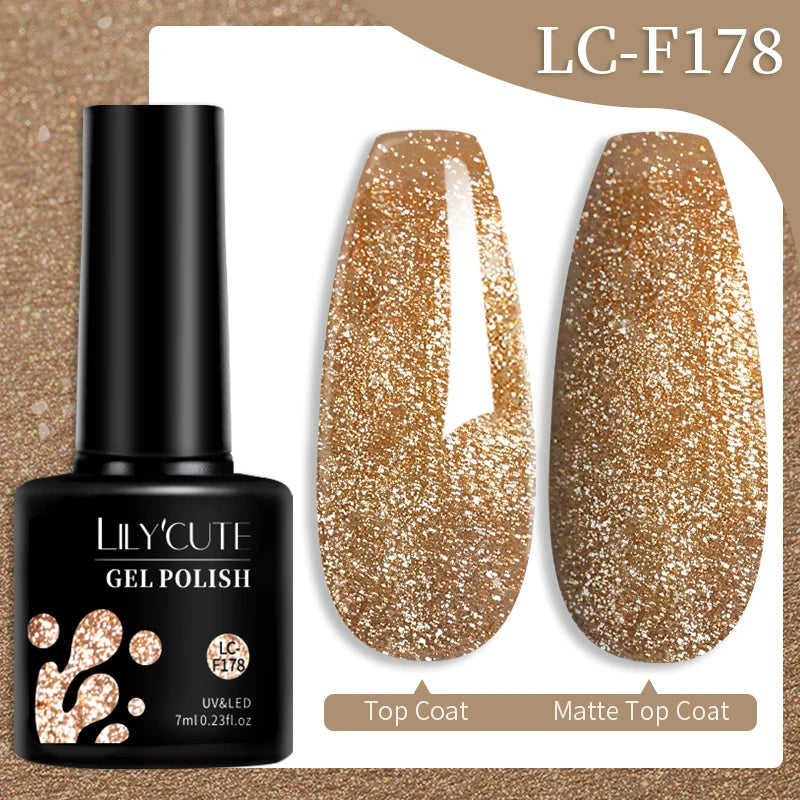 LILYCUTE 7ML 184 Colors Nail Gel Polish Shining Red Glitter Semi Permanent Nail Art Varnish Long Lasting UV LED Gel Manicure