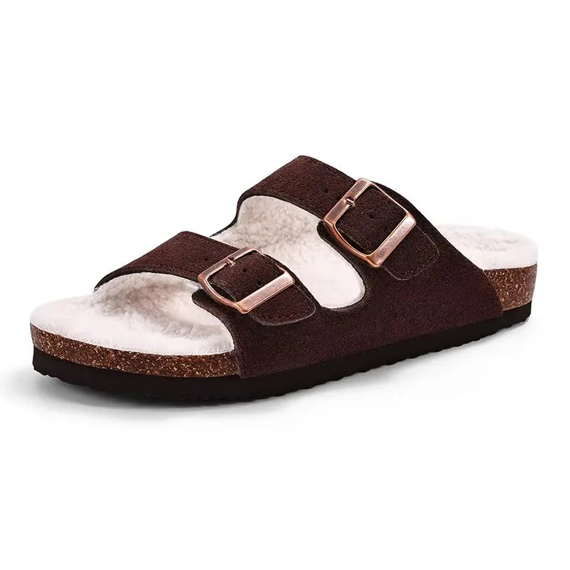 Asgard Women's Suede Clogs Leather Mules Cork Footbed Sandals Arch Support Aldult Four Seasons Adjustable Buckle Potato Shoes