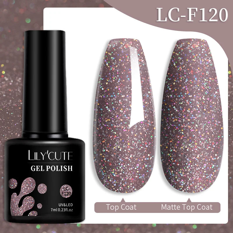 LILYCUTE 7ML 184 Colors Nail Gel Polish Shining Red Glitter Semi Permanent Nail Art Varnish Long Lasting UV LED Gel Manicure