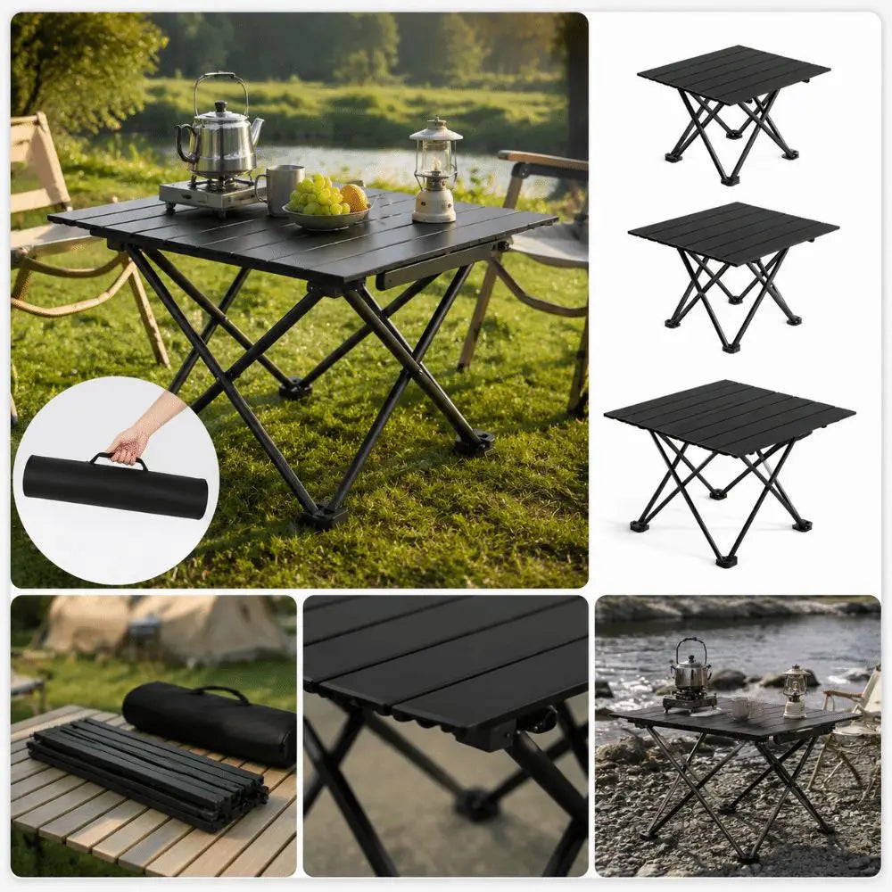 Carbon Steel Alloy Folding Table X Frame Slatted Top Portable Table Lightweight Reinforced Heavy Duty Outdoor Table Market Stall