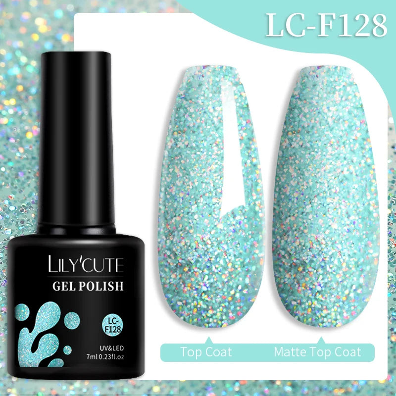 LILYCUTE 7ML 184 Colors Nail Gel Polish Shining Red Glitter Semi Permanent Nail Art Varnish Long Lasting UV LED Gel Manicure