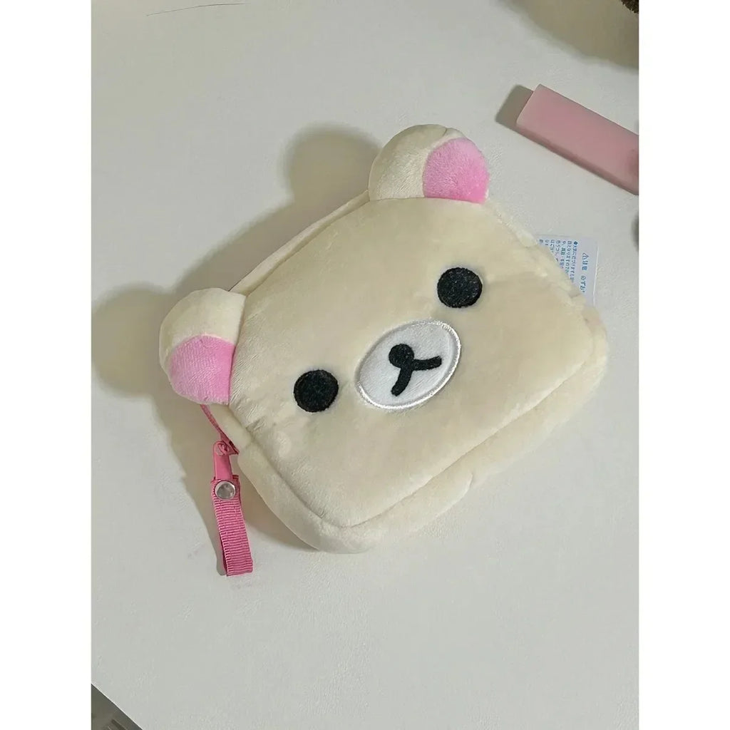 San-X Rilakkuma Plush Pouch: Soft Bear Makeup Bag & Pen Case – Cute Vanity Organizer & Kawaii Accessory