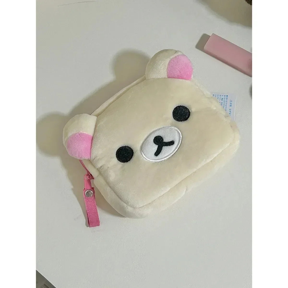 San-X Rilakkuma Plush Pouch: Soft Bear Makeup Bag & Pen Case – Cute Vanity Organizer & Kawaii Accessory