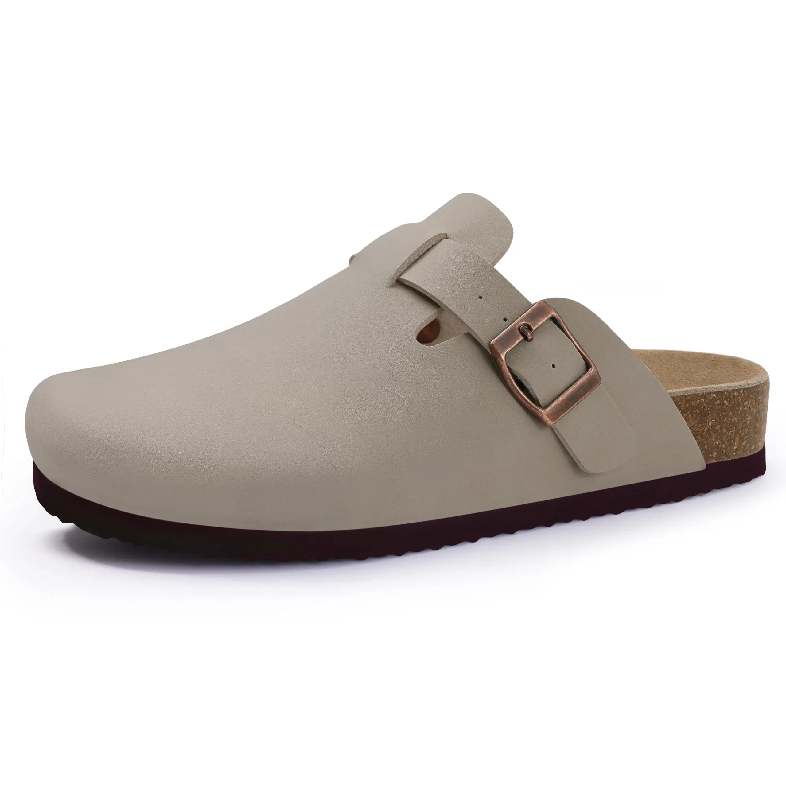 Kidmi Cork Suede Mules Slippers For Women Fashion Men Clogs Shoes Classic Cork Antislip Outdoor Slippers With Arch Support