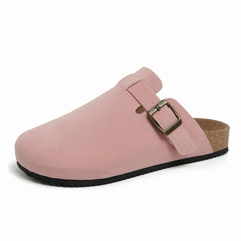 Fashion Women's Suede Mules Slippers 2025 Men Clogs Cork Insole Sandals Arch Support Outdoor Beach Slides Home Shoes Woman